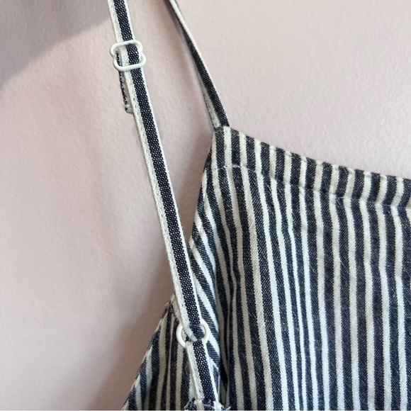 OLD NAVY Gray White Striped Linen Blend Embroidered Cami Dress Size Large - Picture 8 of 14